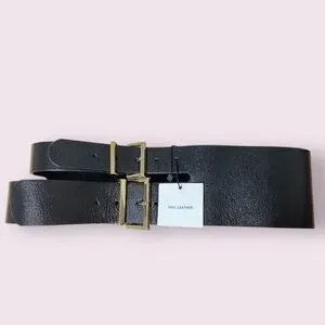 NWT Zara Wide Sash Belt Doble Buckle in 100% Leather - Black NWT ZARA Leather Sash Belt | eBay main image 3
